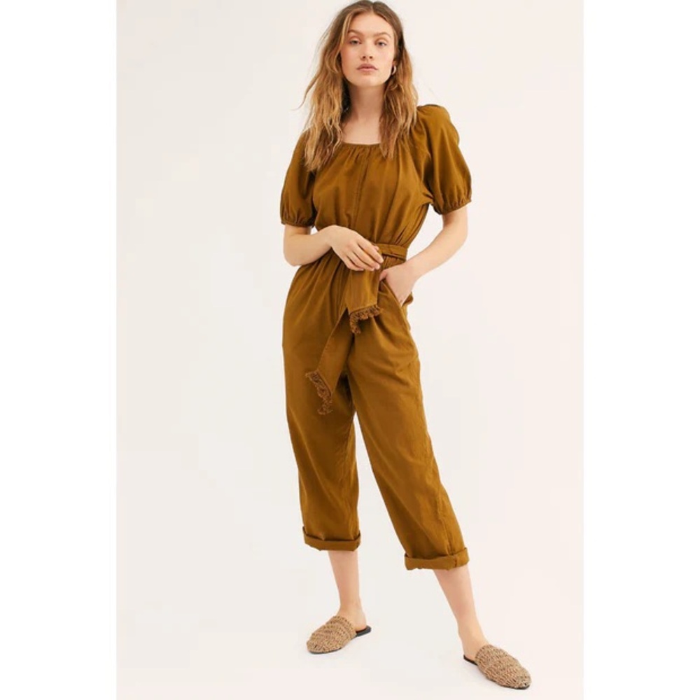 FREE PEOPLE | Boho Nalani Off-The-Shoulder Linen Blend Jumpsuit
